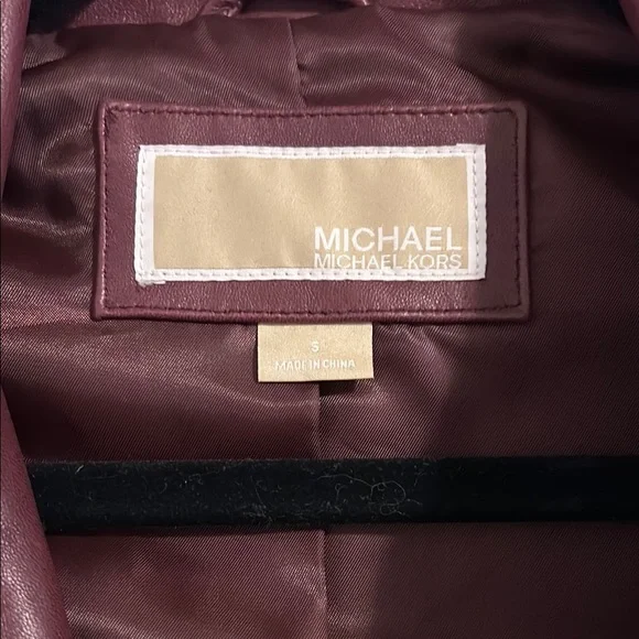 Michael Kors Burgundy Leather Jacket - Picture 2 of 6